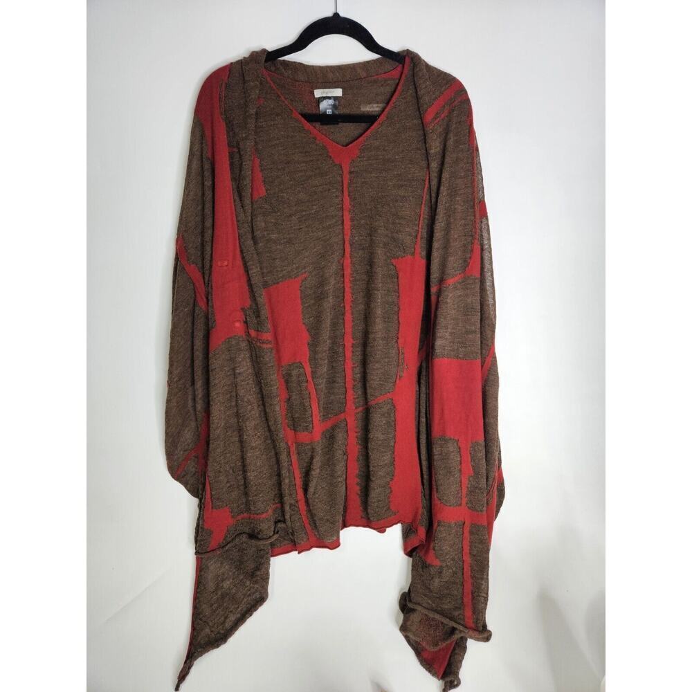 Crea Concept Geometric Print Tunic Alpaca Wool Wrap Scarf Brown Size 40